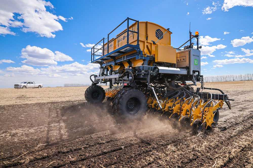 The OMNiPOWER on the Olds College Smart Farm being used to quantify the efficiencies of autonomous agricultural operations.